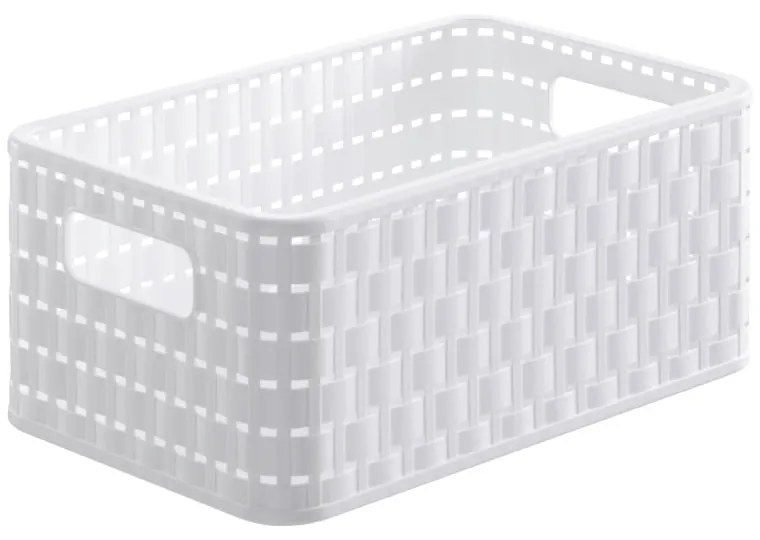 Biely úložný košík z recyklovaného plastu Country - Rotho