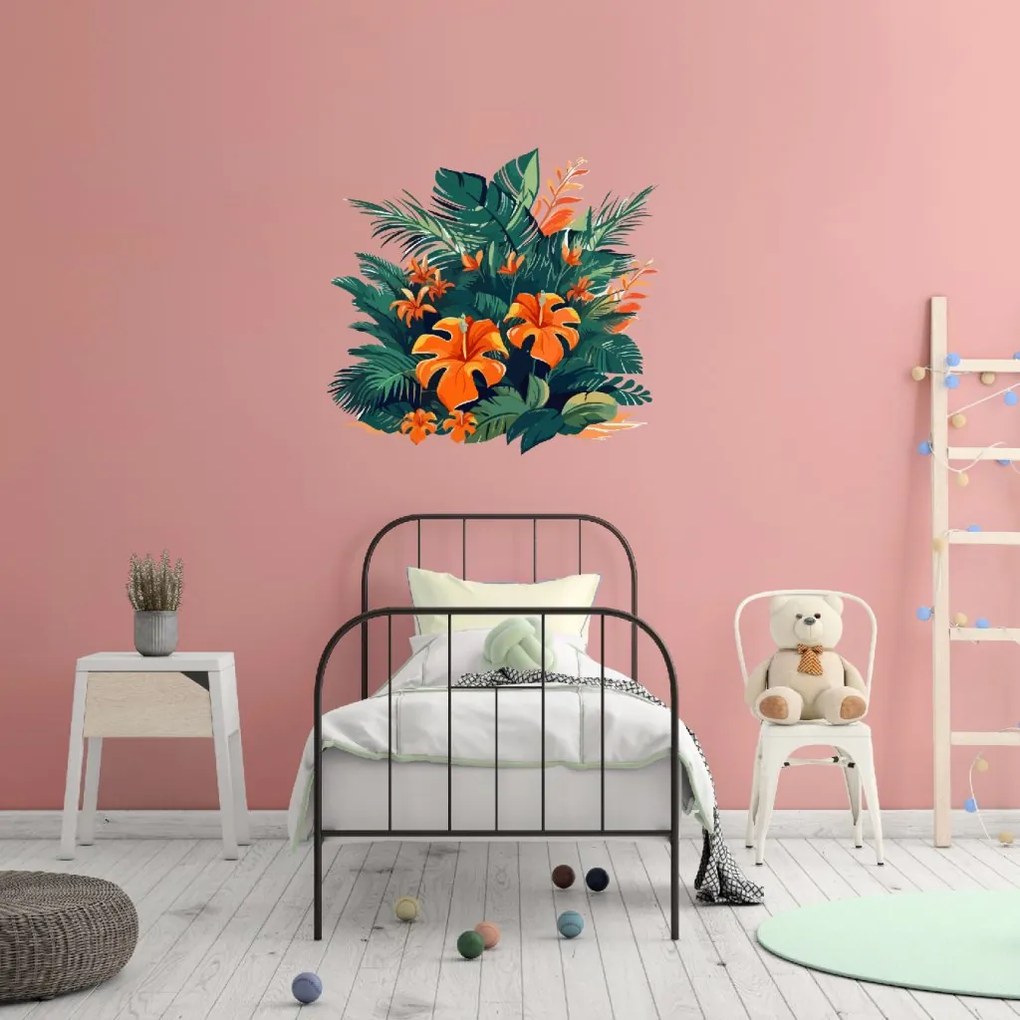 PIPPER. Kruhová samolepka na stenu "Listy" Veľkosť: 60 cm