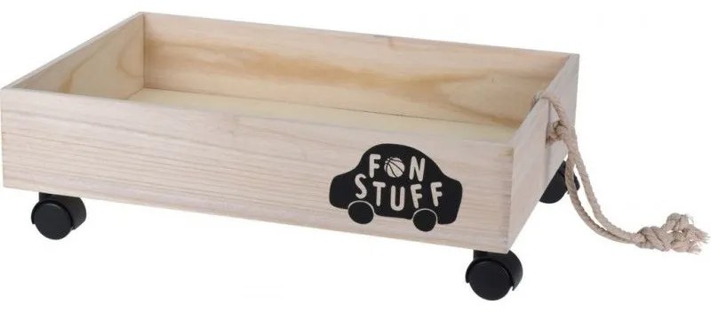 FUN STUFF Drevená bednička na kolieskach na ťahanie 50x35cm