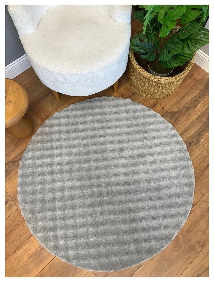 Sivý prateľný okrúhly koberec ø 120 cm Bubbly – Oyo Concept