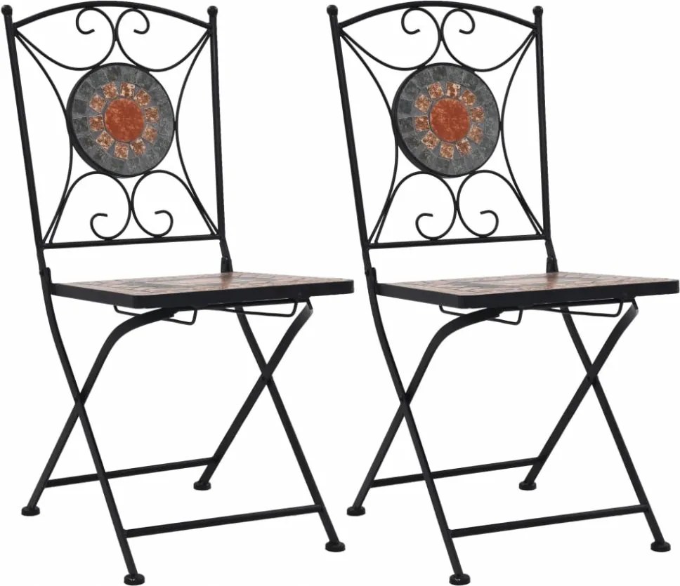 Mozaikové bistro stoličky 2 ks keramika Dekorhome Sivá / oranžová