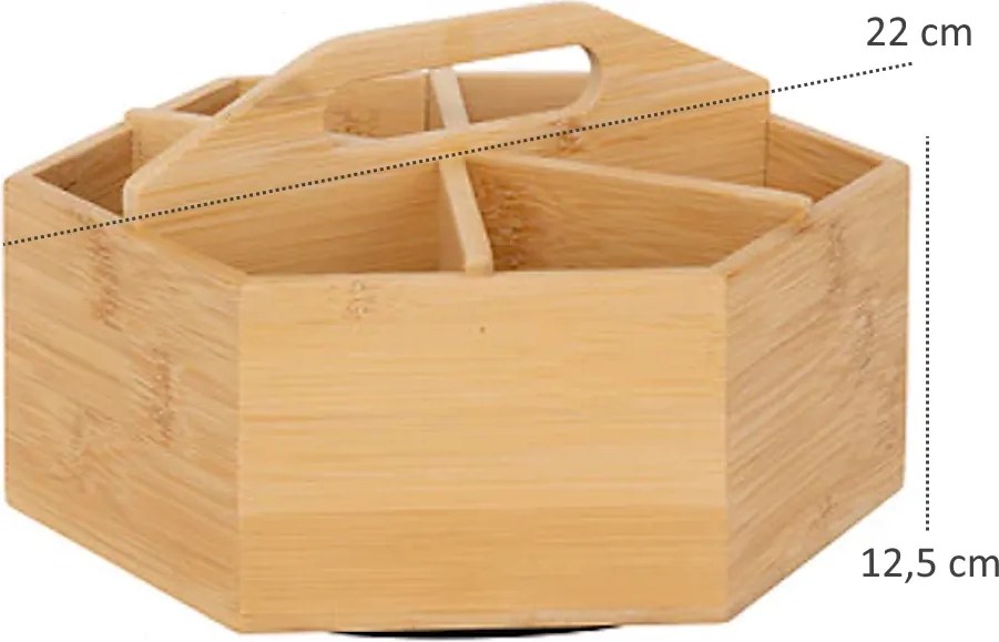 5Five® 2. akosť - Otočný bambusový organizér s priehradkami, ROTA, pr. 22 x 12,5 cm
