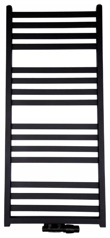 Regnis LOX, vykurovacie teleso 430x1500mm so stredovým pripojením 50mm, 686W, čierna matná, LOX150/40/D5/BLACK