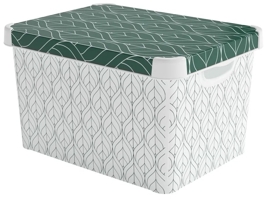 Biely/zelený plastový úložný box s vekom 39,5x29,5x25 cm L – Curver