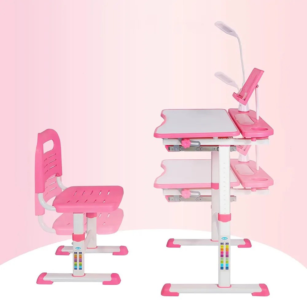 Detský rastúci písací stôl s nastaviteľnou výškou- ružový