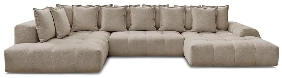 Taupe ženilková rozkladacia/s úložným priestorom rohová pohovka (ľavý roh/do tvaru "U") Everest – Bobochic Paris