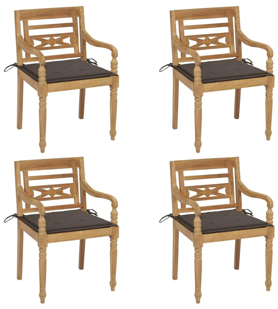 Stoličky Batavia s podložkami 4 ks tíkový masív 3073303
