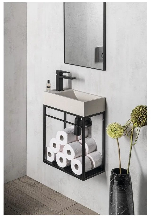 Čierny kovový závesný podstavec bez umývadla 39,5x45 cm Crest – Sapho