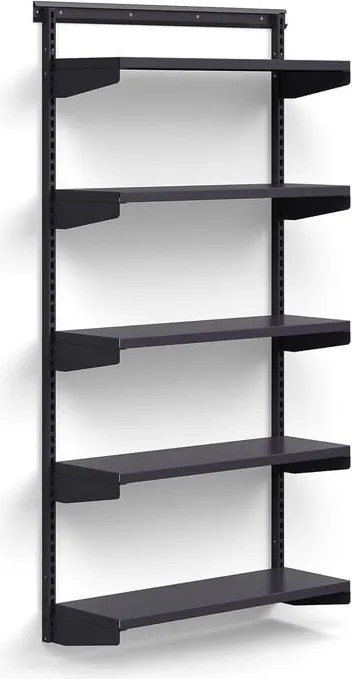 Nástenný regál RELY, základná sekcia, oceľové police, 1800x900x300 mm, antracit