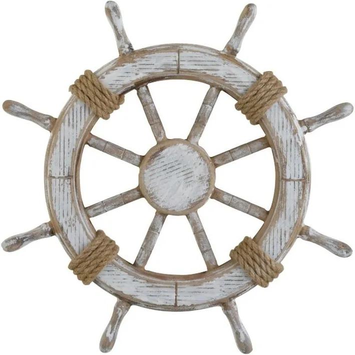 Dekorácia kormidlo s bielou patinou Ship - Ø 45 * 4 cm | BIANO