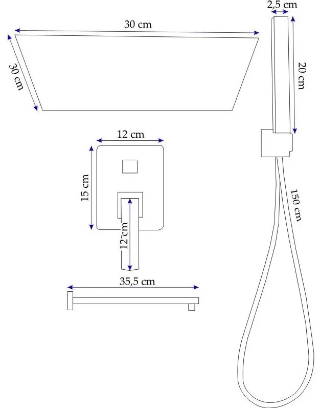 Rea Sonic - Podomietková sprchová sada, čierna, REA-P0369