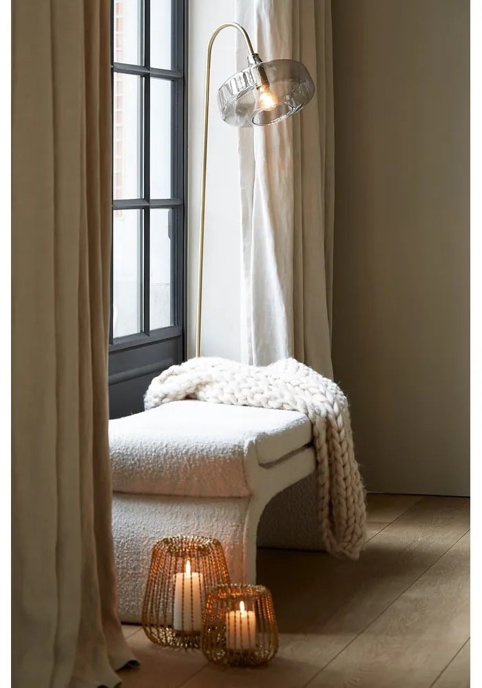 Krémová lavica z textílie buklé Nafya – Light &amp; Living