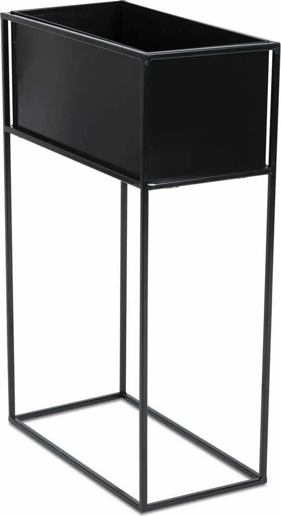 KOVOVÝ KVETINÁČ SO STOJANOM RECT 70X24X44 CM ČIERNA