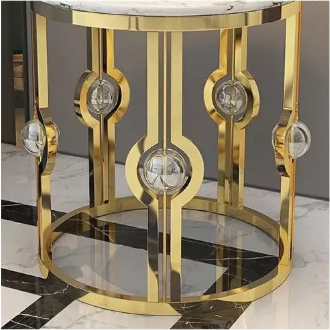 NOČNÝ STOLÍK LOUIS ZLATÝ + SYNTETICKÝ MRAMOR