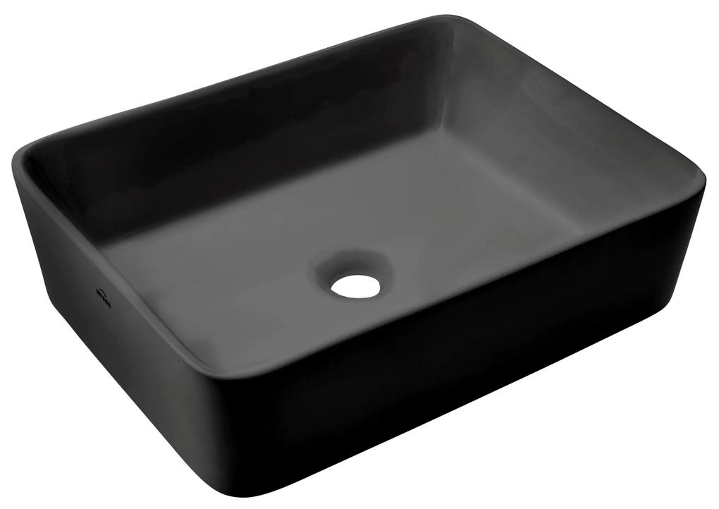 Invena Paro, keramické umývadlo na dosku 47,5x37,5x14,5 cm, čierna matná, INV-CE-36-005-C