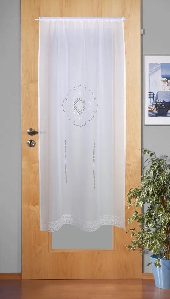 Home Wohnideen Záclona vitrážová, vyšívaná s čipkou, ľanová štruktúra, Rokaj, Biela Rozmer textilu: 180 cm (V), 60 cm (Š)