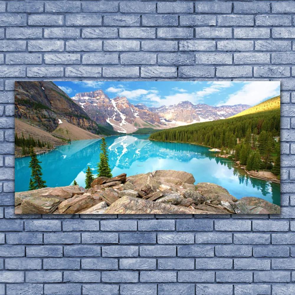 Obraz na akrylátovom skle Hory jazero príroda 120x60 cm