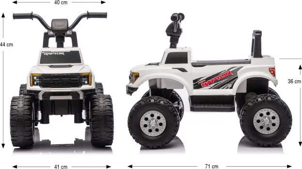 Elektrické autíčko Ford F-150 Raptor biele