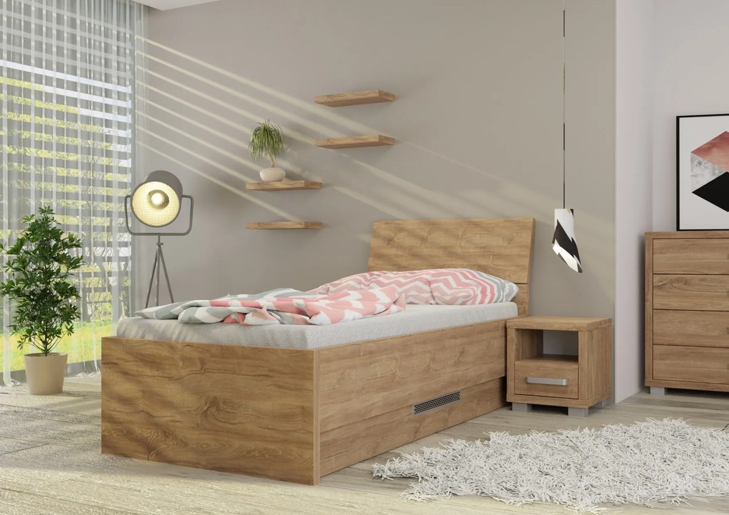 Wood Service Jednolôžko Lenka s úložným priestorom 90 x 200