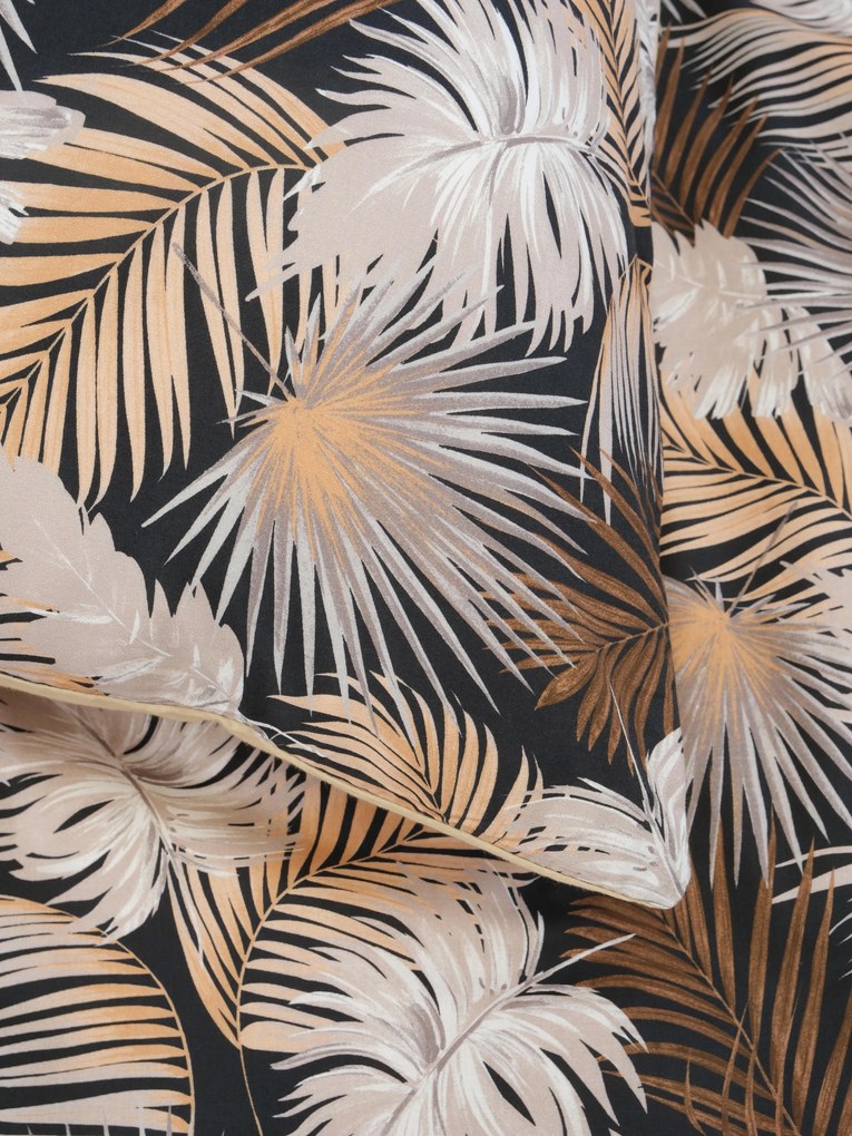 Bavlnená obliečka na vankúš Renforcé 50 × 70 cm - Taisa čierna/zlatá