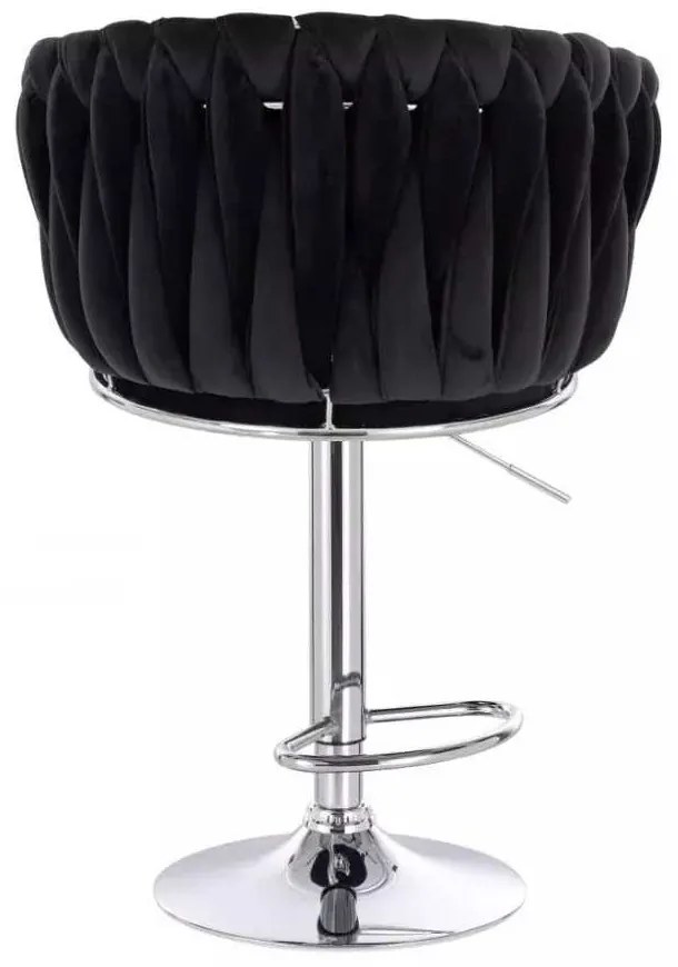 LuxuryForm DESIGN Barová stolička NORDEN VELUR na striebornom tanieri - čierna