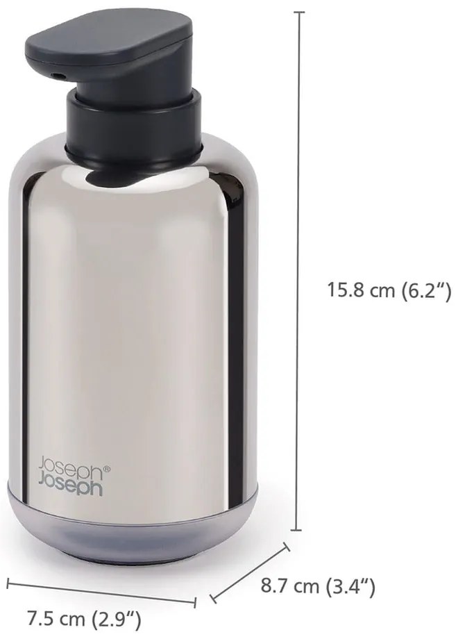 Dávkovač mydla z nehrdzavejúcej ocele v lesklo striebornej farbe 300 ml EasyStore Luxe – Joseph Joseph