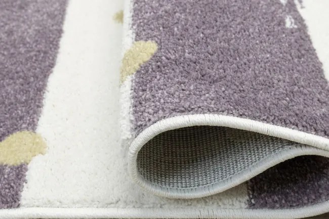 Koberec LIMA M044A krémový / fialový / zlatý polkruh