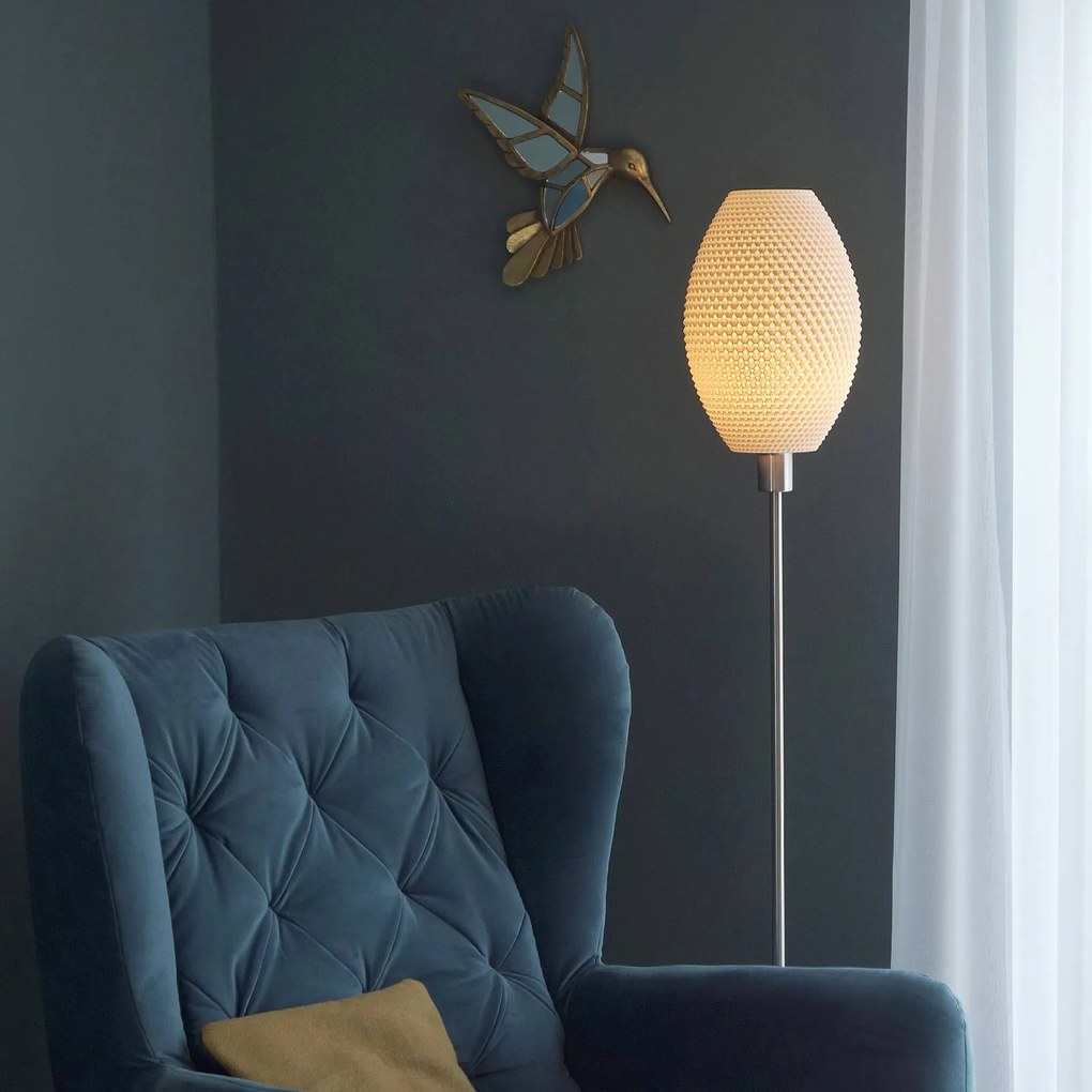 Stojaca lampa Diamant Olive z biomateriálu, linen