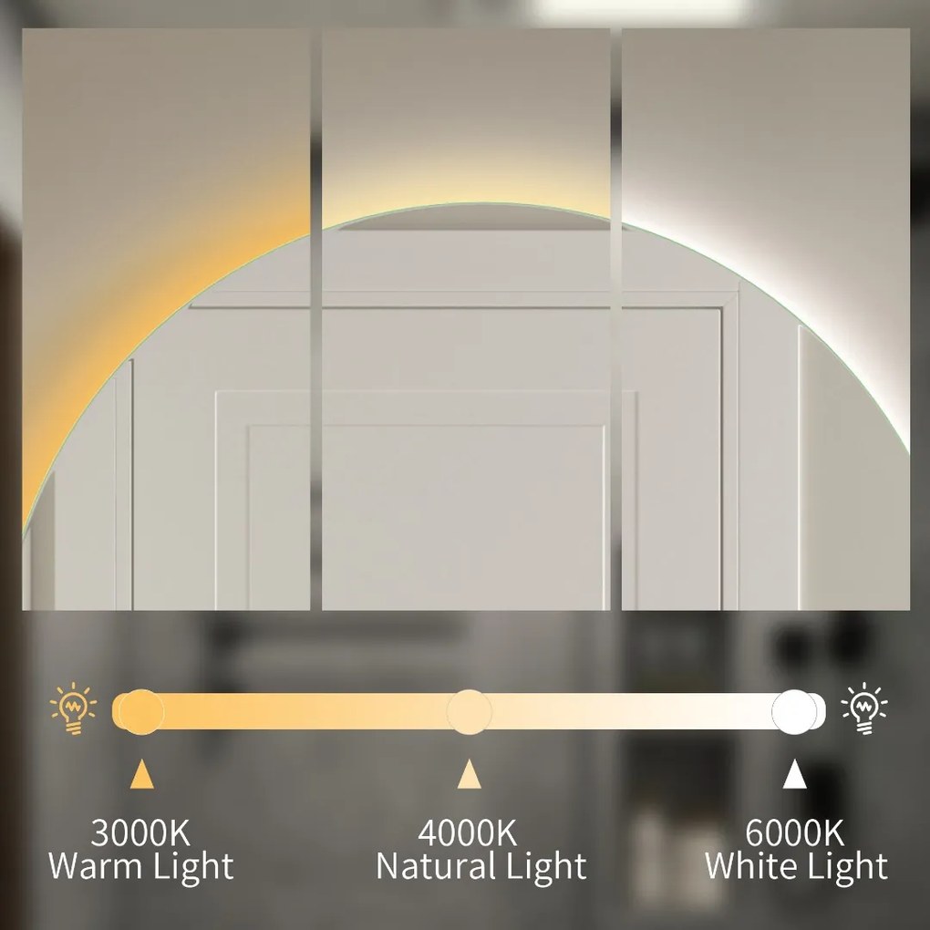 Erga Sofia, okrúhle LED zrkadlo 60cm, 1380 lm, 3 farby svetla, ERG-V01-207-6060