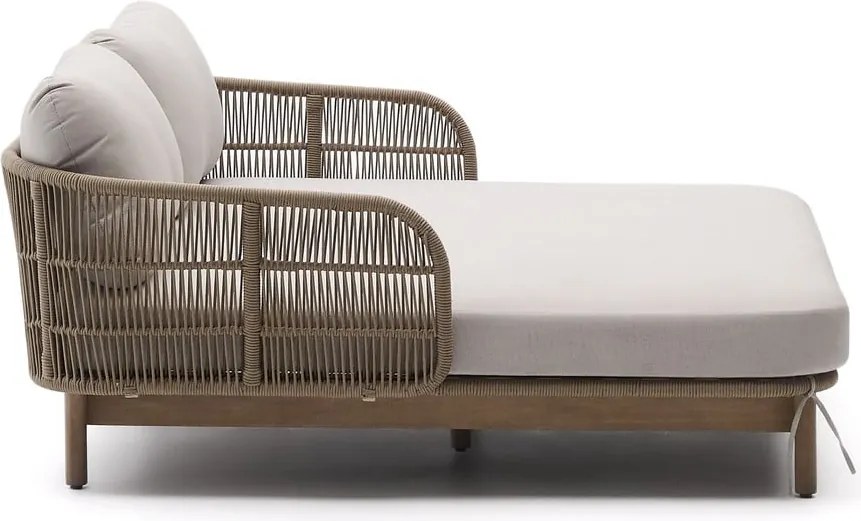 Krémovobiele/v prírodnej farbe dvojmiestne drevené záhradné ležadlo Catalina – Kave Home