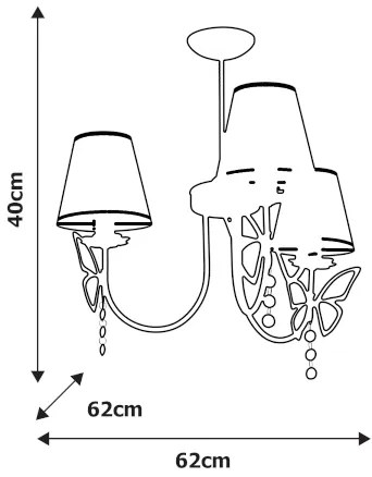 Detský luster na tyči CHARLOTTE 3xE14/40W/230V