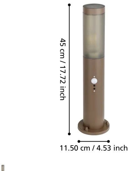 Eglo 900986 - Vonkajšia lampa so senzorom HELSINKI 1xE27/15W/230V 45 cm IP44