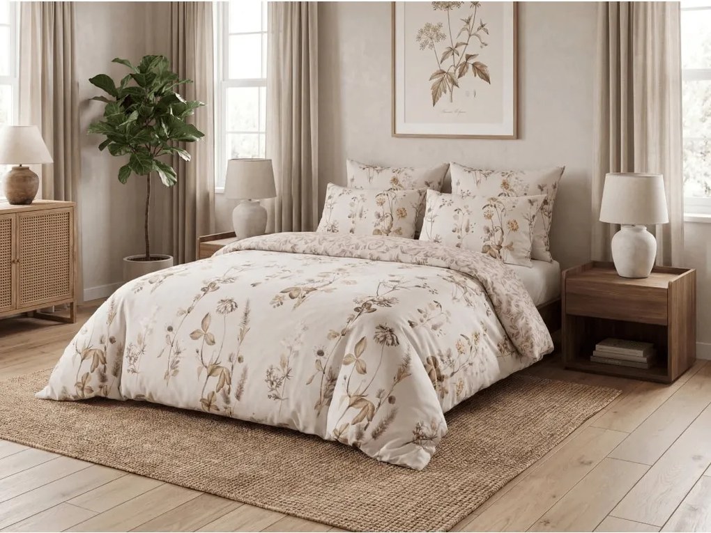 Flanelové obliečky z mikrovlákna BOTANIQUE béžovo-ružové Rozmer obliečky: 70 x 90 cm | 140 x 200 cm