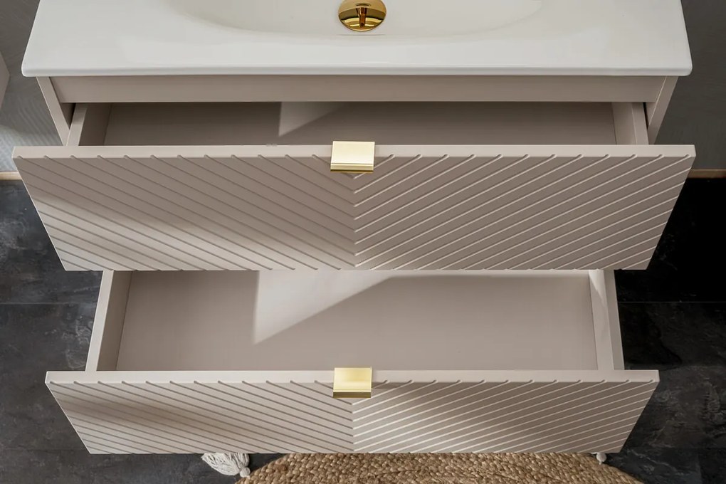 Závěsná skříňka Viva Cashmere se zápustným umyvadlem 80 cm kašmír