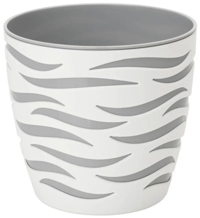 Kvetináč Sahara duo 14 cm biela + platinová