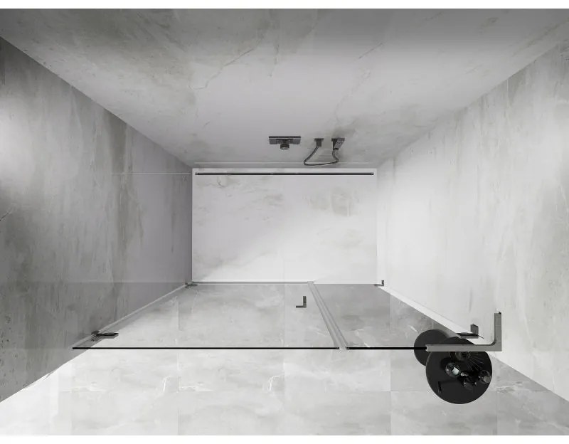 Mexen Lunar-B, L Otočné ľavé sprchové dvere 135 cm, 8mm číre sklo, oceľový profil, 832SL-135-050-97-00-L