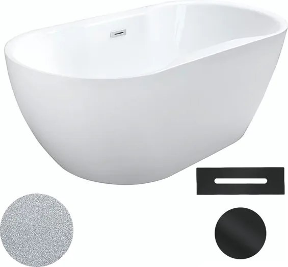 Besco Akrylátová voľne stojaca vaňa Navia Glam S 140x75 (150x80, 160x80) BESCO-Typ výpuste: Click-Clack s prepadom, grafit, BESCO-Rozmery: 140x75, BE…