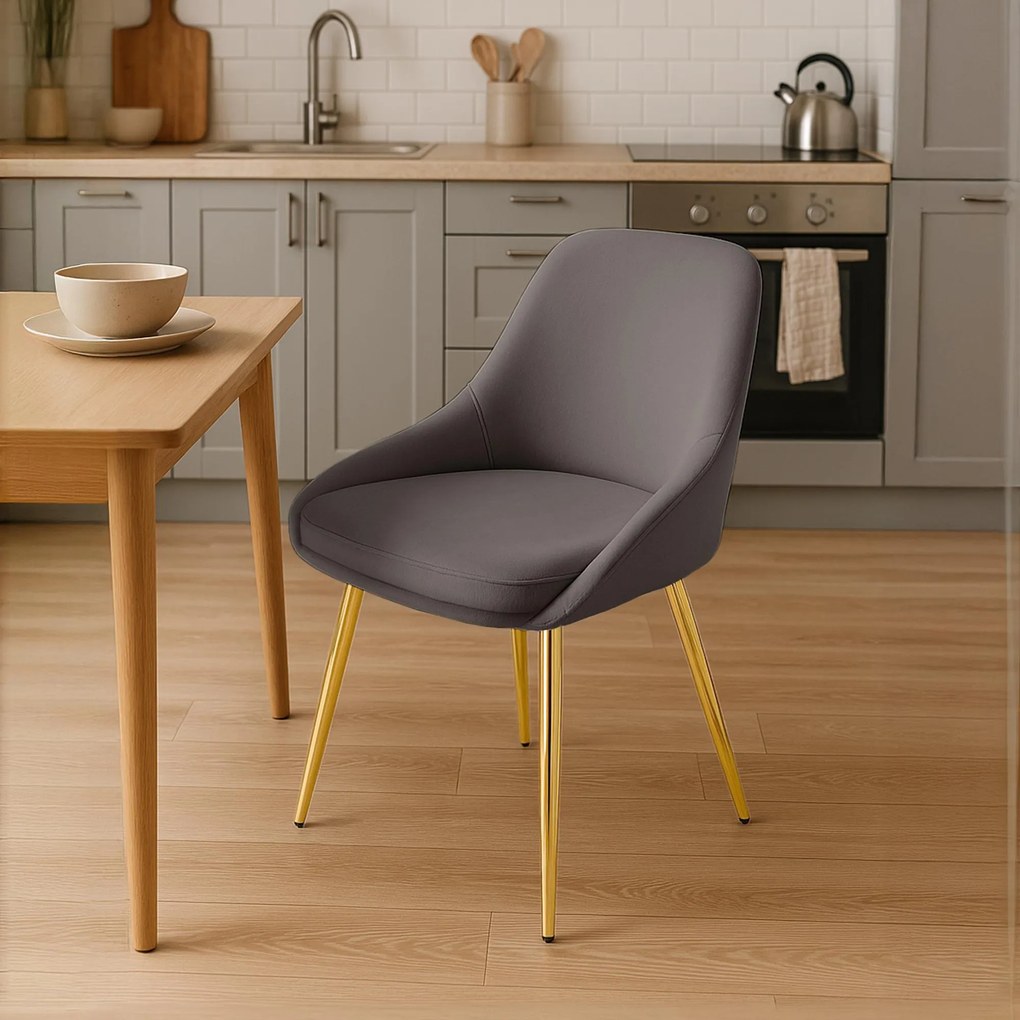 Sada 2 ks jedálenskej stoličky Elmira zamat - antracitová