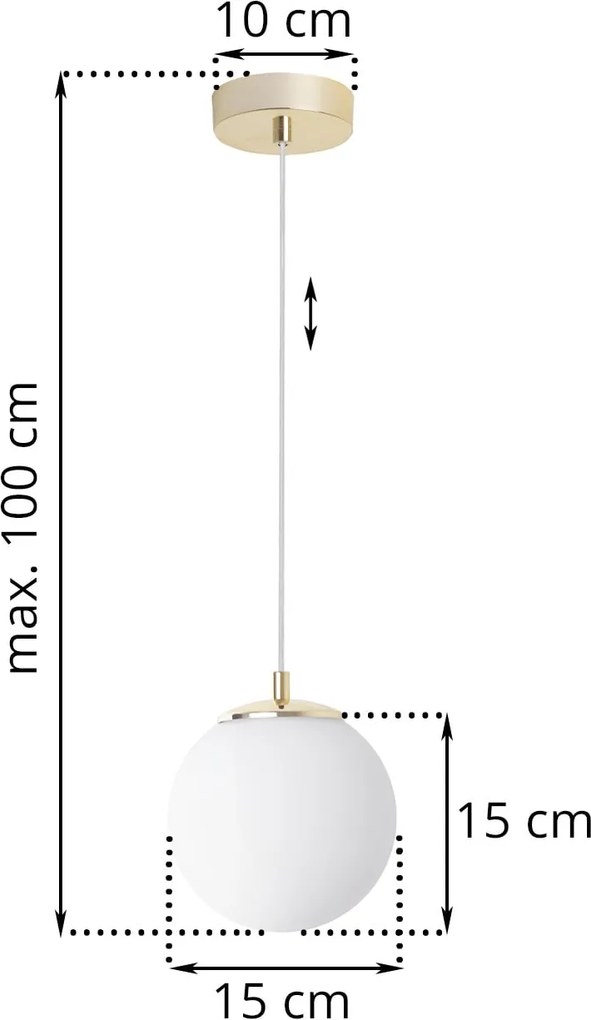 Závesné svietidlo Florence, 1x biele sklenené tienidlo, g
