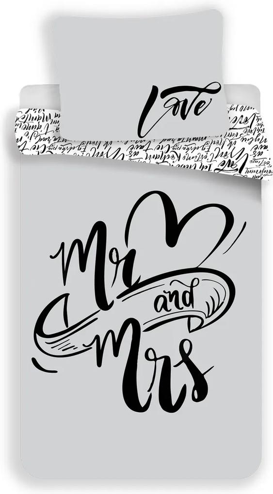 Jerry Fabrics Bavlnené obliečky Mr and Mrs, 140 x 200 cm, 70 x 90 cm