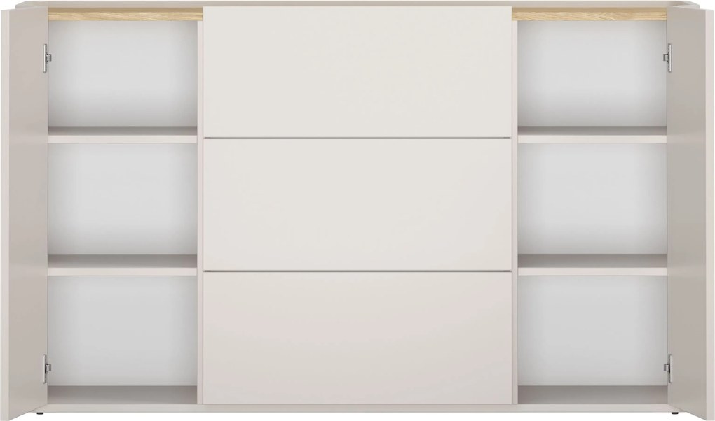 Komoda Elivo 150 cm so zásuvkami - kašmír / olejovaný dub