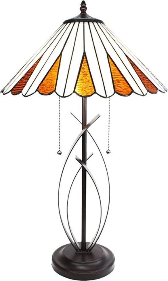 Béžovo-hnedá stolná lampa Tiffany Owa - Ø 41*69 cm E27/max 2*60W