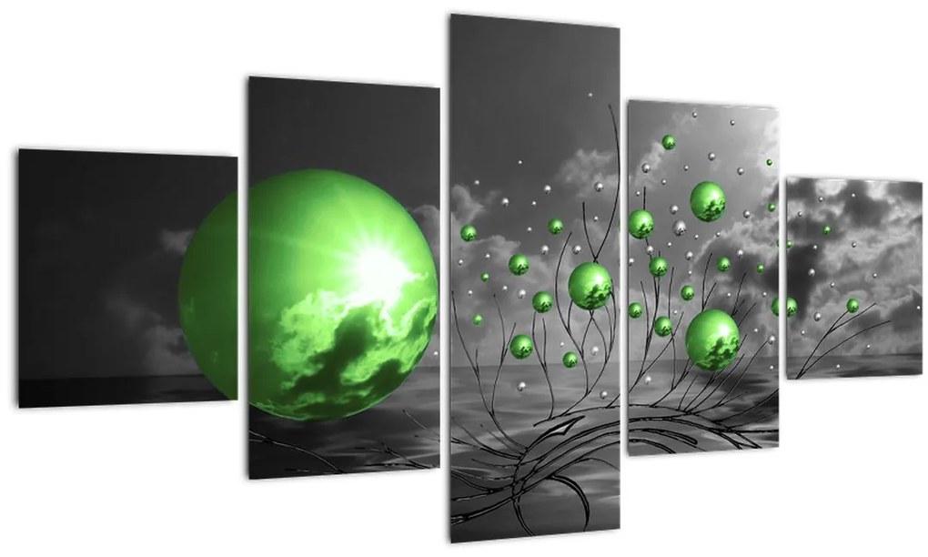 Obraz zelených abstraktných gulí (125x70 cm), 40 ďalších rozmerov