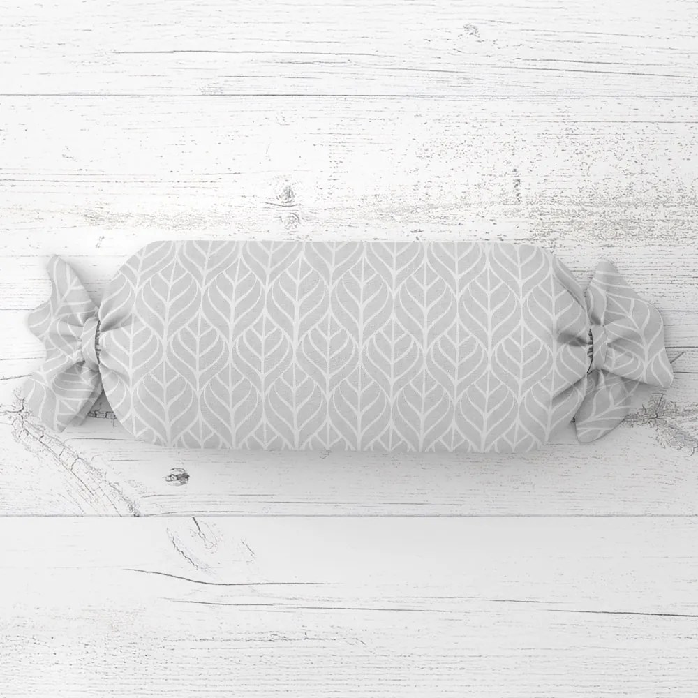 Biante Vankúš valec bonbon Sandra SA-212 Listy na sivom 15x40 cm