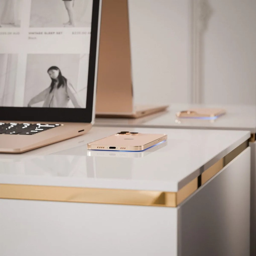 PISACÍ STÔL NESSIE BIELY LESK + ZLATÝ 120 cm