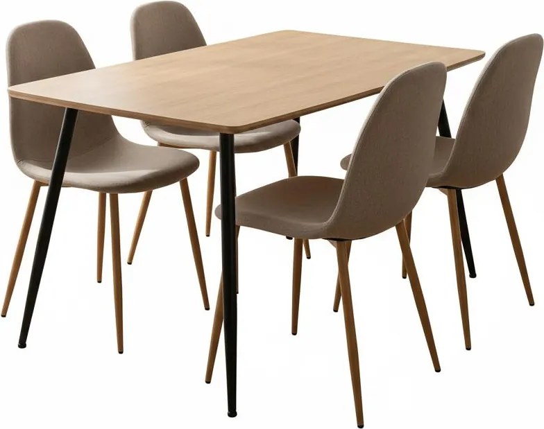 Jedálenský set 4x stoličky + stôl 120 cm AVENBERG NATURAL, béžová