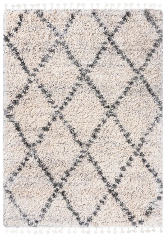 Kusový koberec shaggy Karo krémovo sivý 2, Velikosti 200x300cm