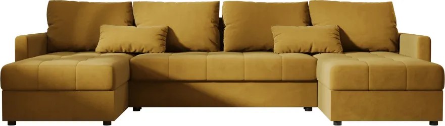 Rozkladacia sedacia súprava do U VENORIA 285x146 cm, horčicová + 2 vankúšiky ZDARMA