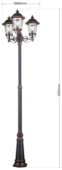 Orion - Vonkajšia lampa KENZO 3xE27/100W/230V IP44 bronz/patina