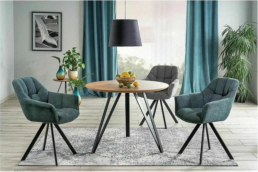 Jedálenský stôl Tetis 100 cm čierny/dub prírodný